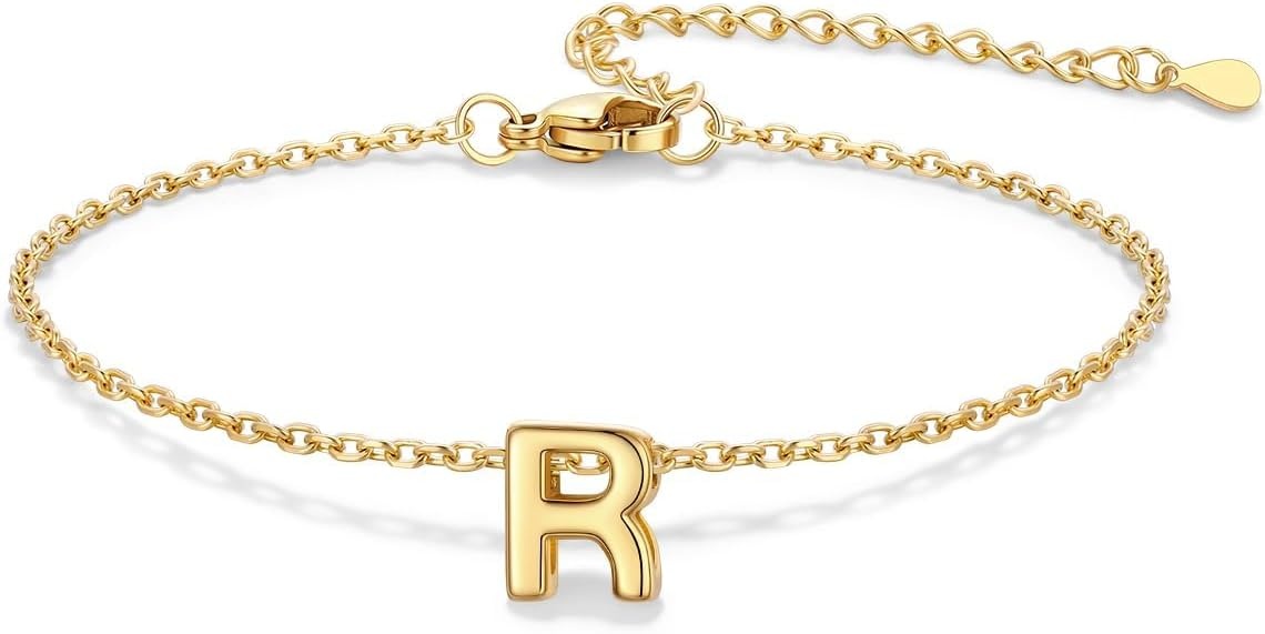 image:imageU7 Initial Heart Bracelet for Women Personalized Letter Chain BraceletsGoldInitial