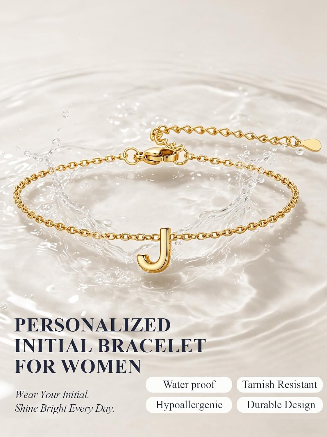image:imageU7 Initial Heart Bracelet for Women Personalized Letter Chain BraceletsGoldInitial