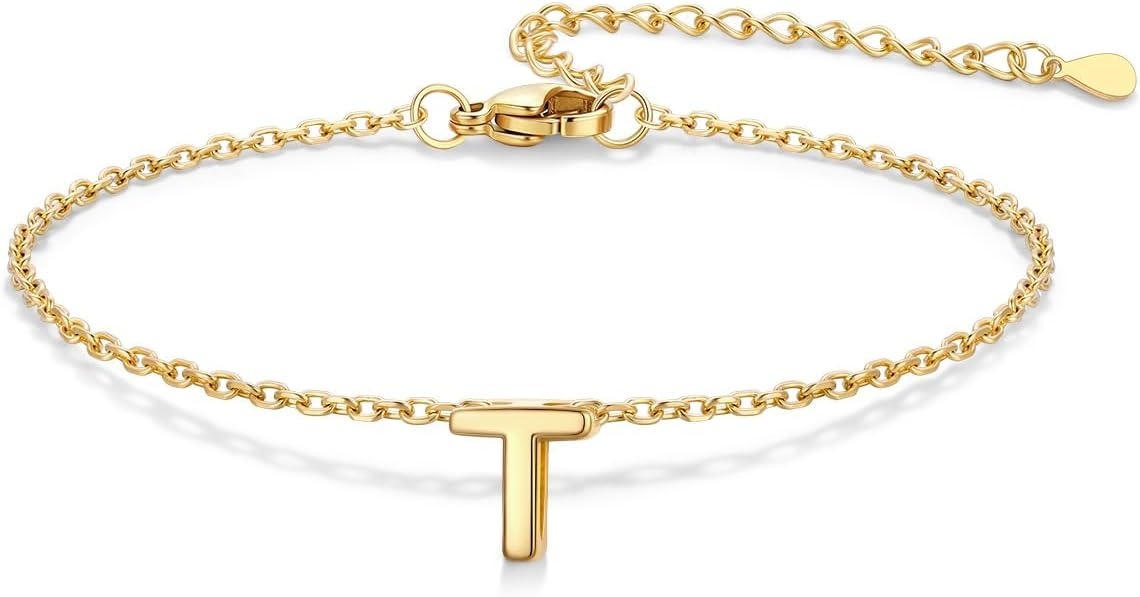 image:imageU7 Initial Heart Bracelet for Women Personalized Letter Chain BraceletsGoldInitial