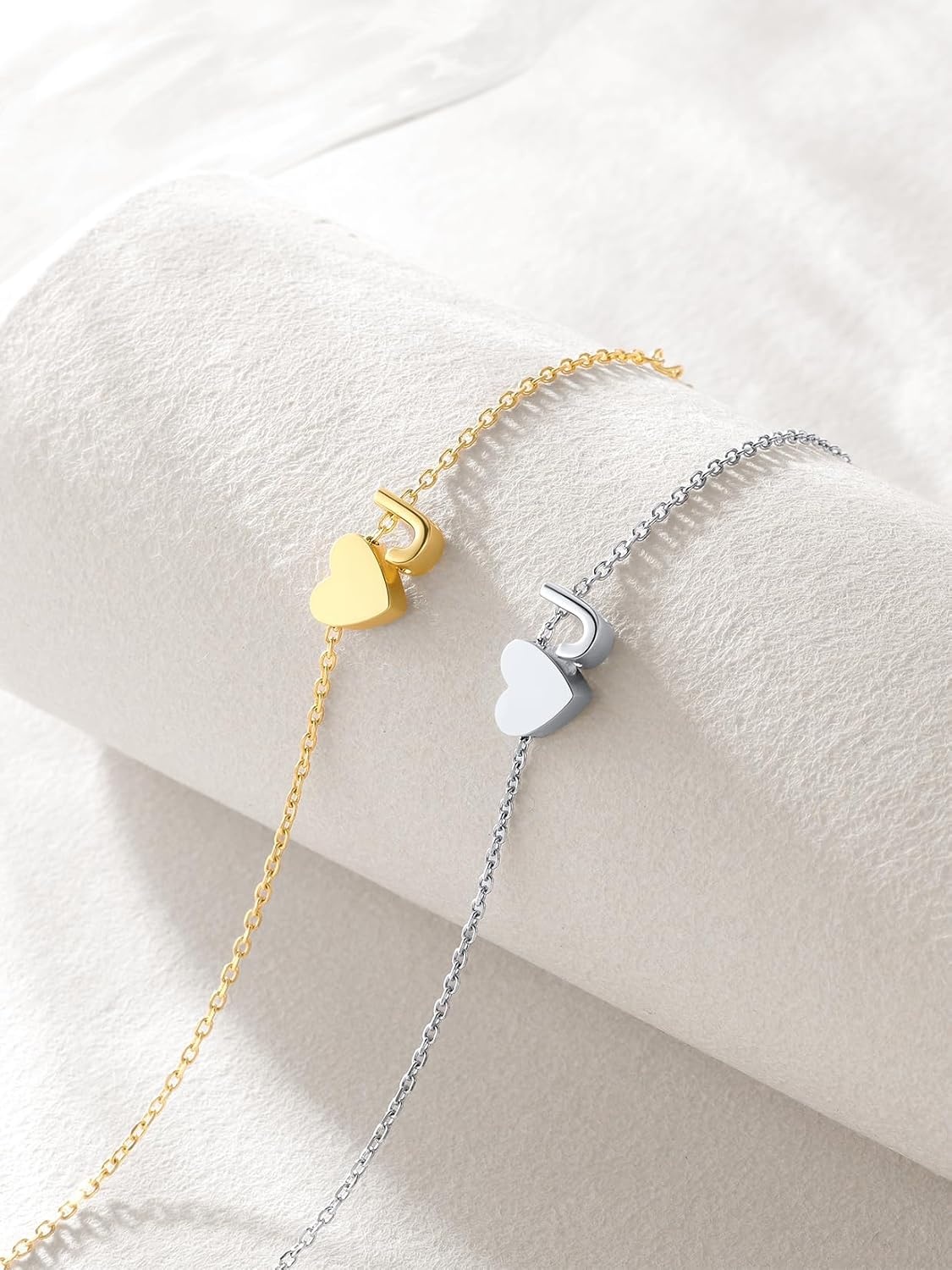 image:imageU7 Initial Heart Bracelet for Women Personalized Letter Chain BraceletsGoldInitial with Heart