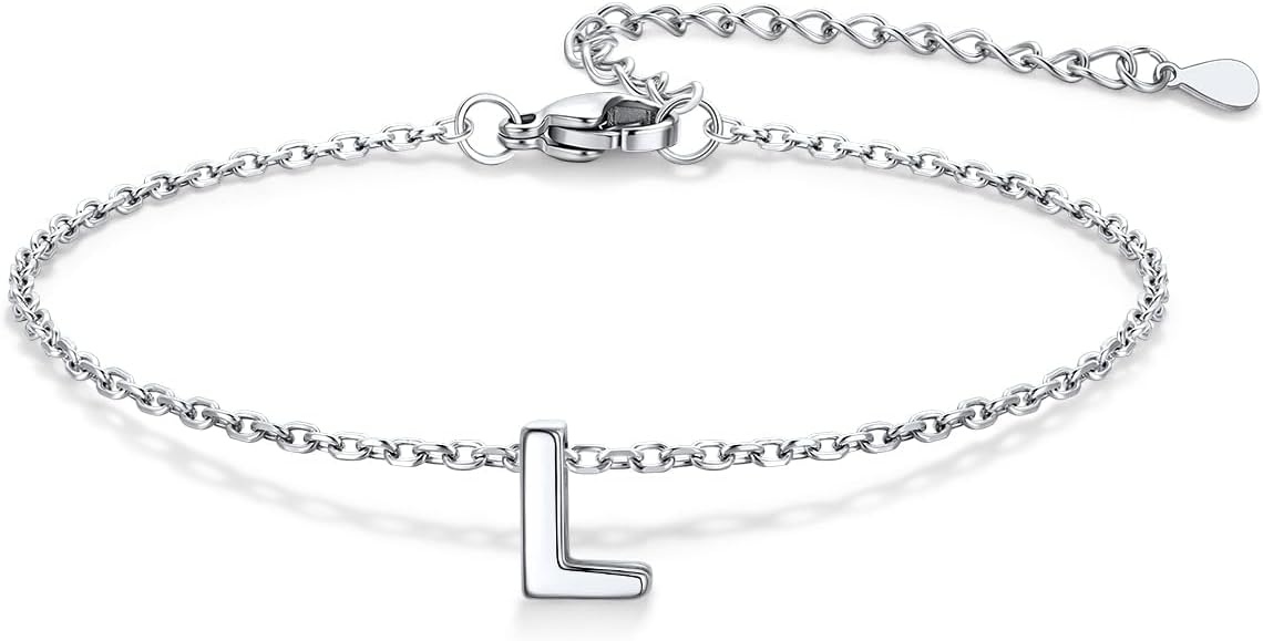 image:imageU7 Initial Heart Bracelet for Women Personalized Letter Chain BraceletsSilverInitial