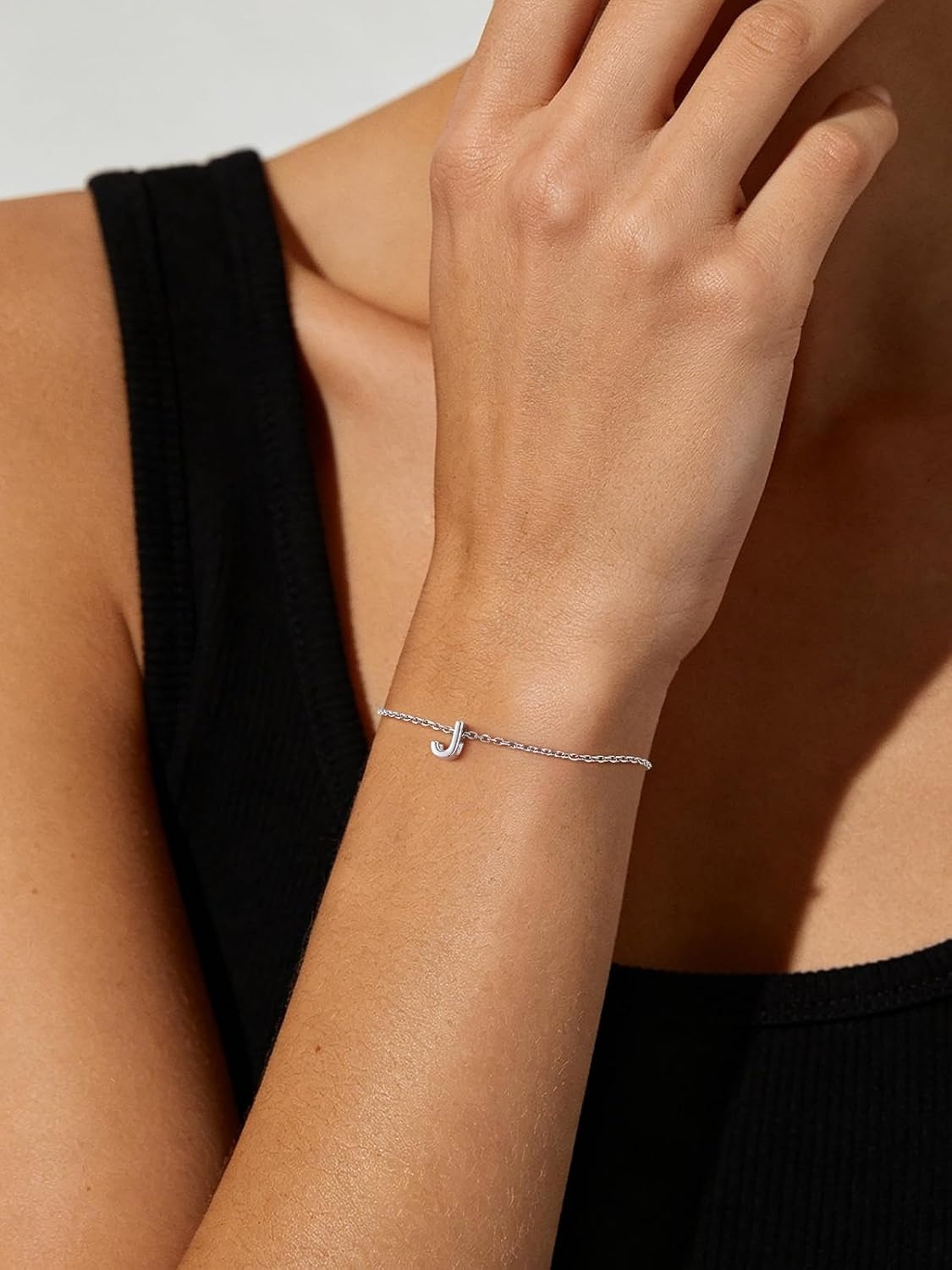 image:imageU7 Initial Heart Bracelet for Women Personalized Letter Chain BraceletsSilverInitial