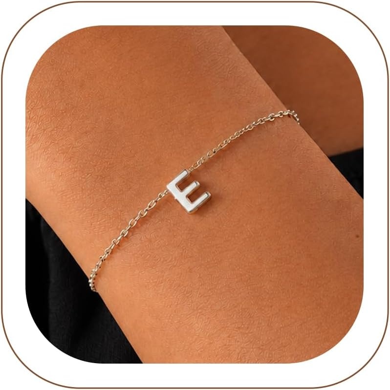 image:imageU7 Initial Heart Bracelet for Women Personalized Letter Chain BraceletsSilverInitial