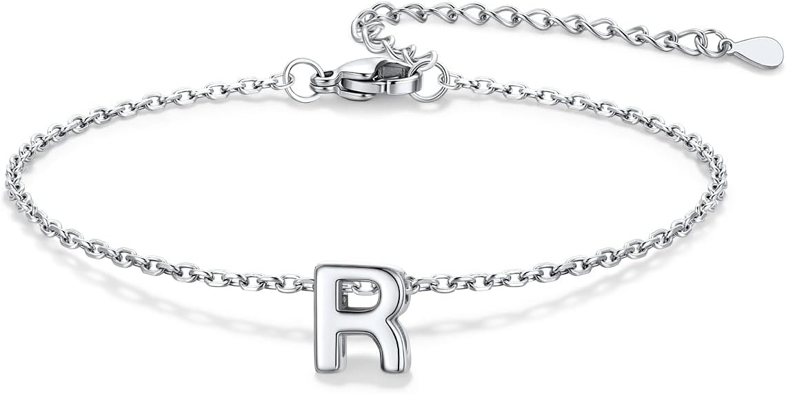 image:imageU7 Initial Heart Bracelet for Women Personalized Letter Chain BraceletsSilverInitial