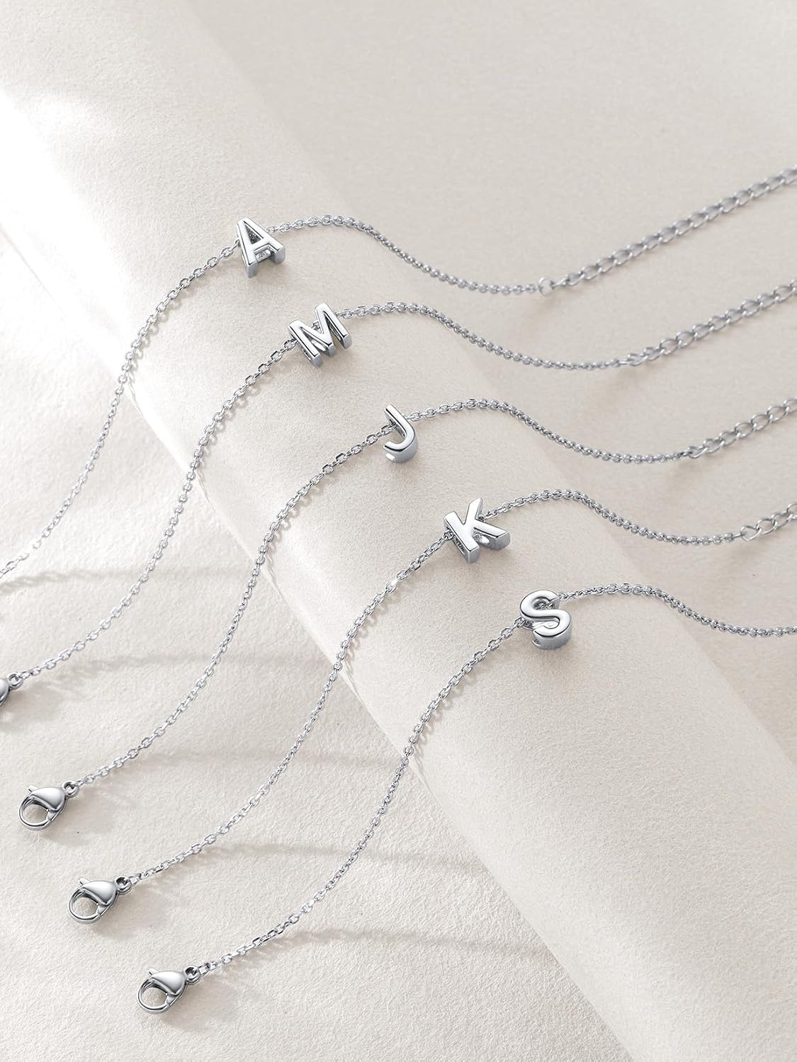 image:imageU7 Initial Heart Bracelet for Women Personalized Letter Chain BraceletsSilverInitial