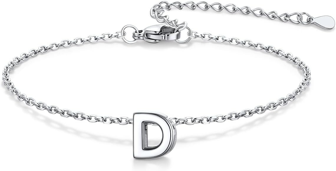 image:imageU7 Initial Heart Bracelet for Women Personalized Letter Chain BraceletsSilverInitial