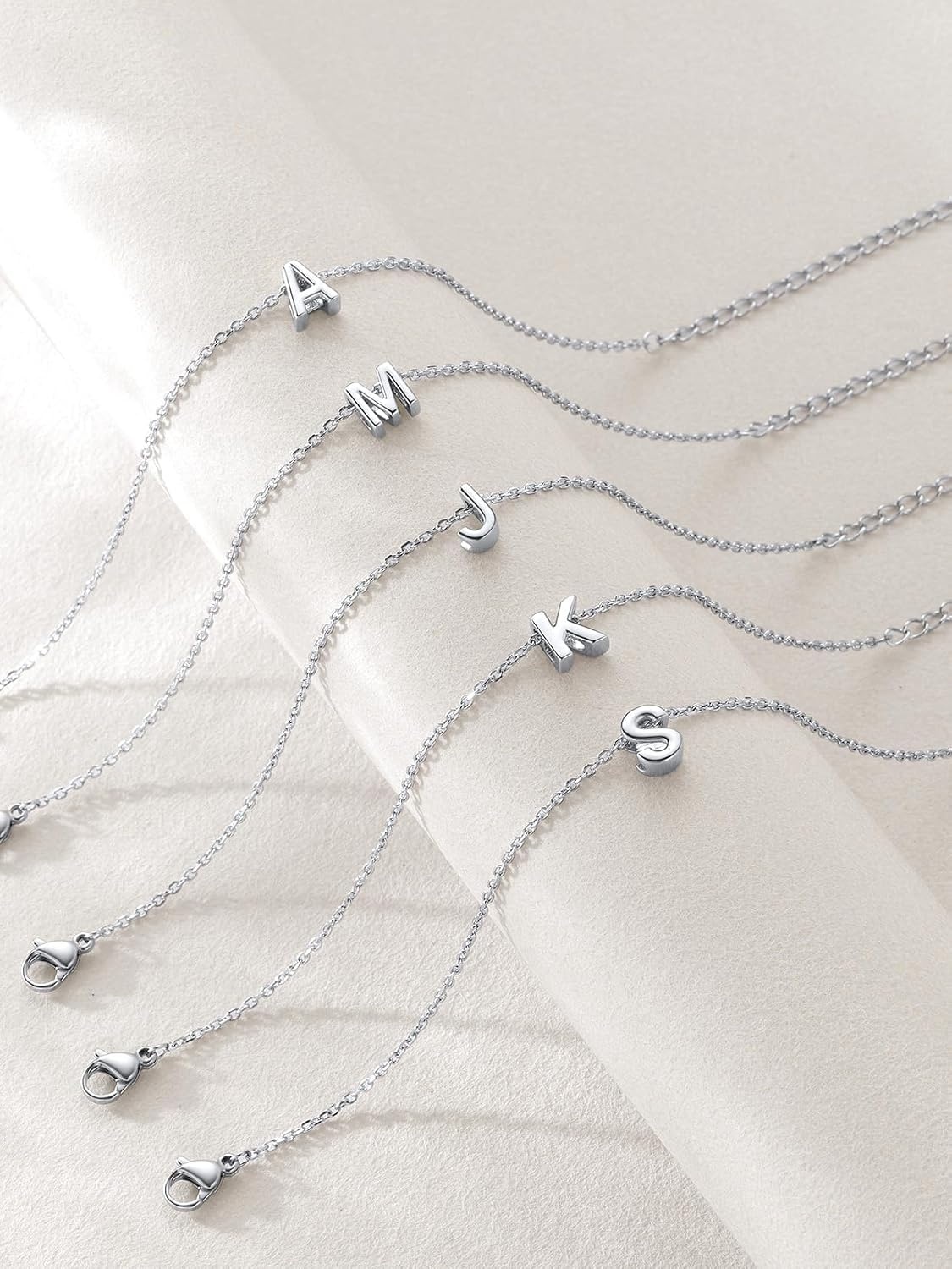image:imageU7 Initial Heart Bracelet for Women Personalized Letter Chain BraceletsSilverInitial