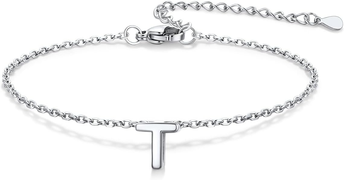 image:imageU7 Initial Heart Bracelet for Women Personalized Letter Chain BraceletsSilverInitial