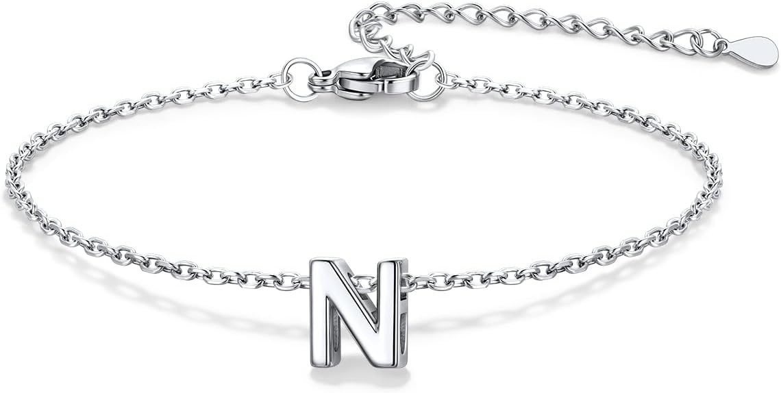 image:imageU7 Initial Heart Bracelet for Women Personalized Letter Chain BraceletsSilverInitial