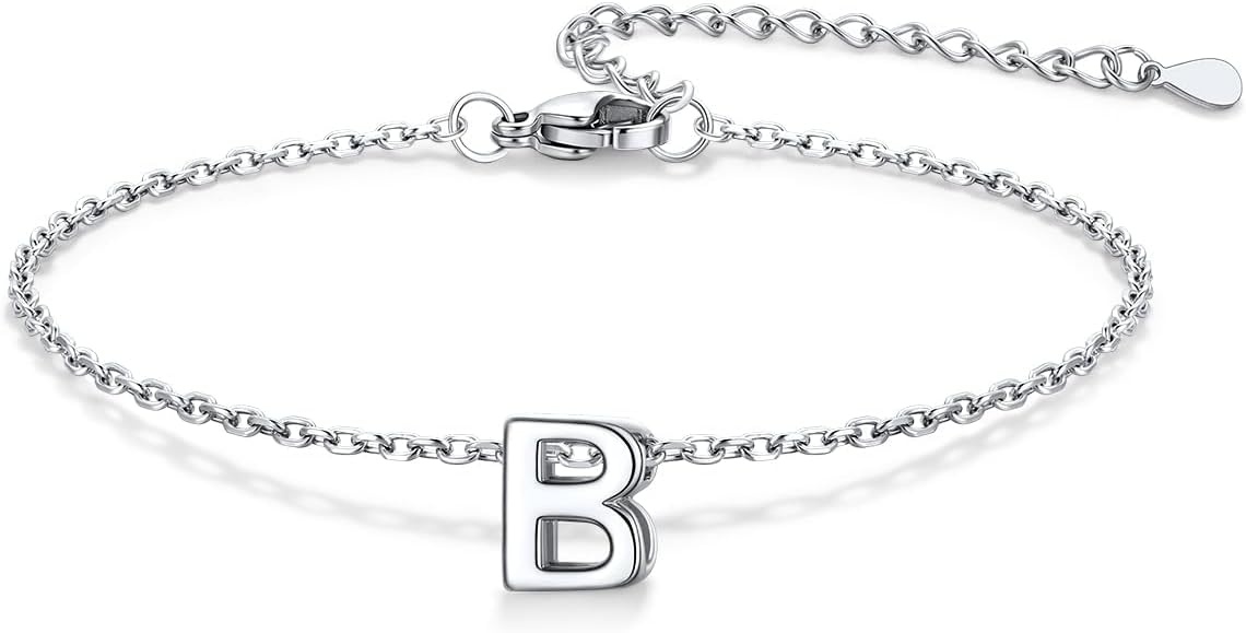 image:imageU7 Initial Heart Bracelet for Women Personalized Letter Chain BraceletsSilverInitial