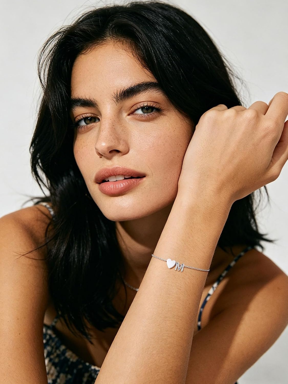 image:imageU7 Initial Heart Bracelet for Women Personalized Letter Chain BraceletsSilverInitial with Heart