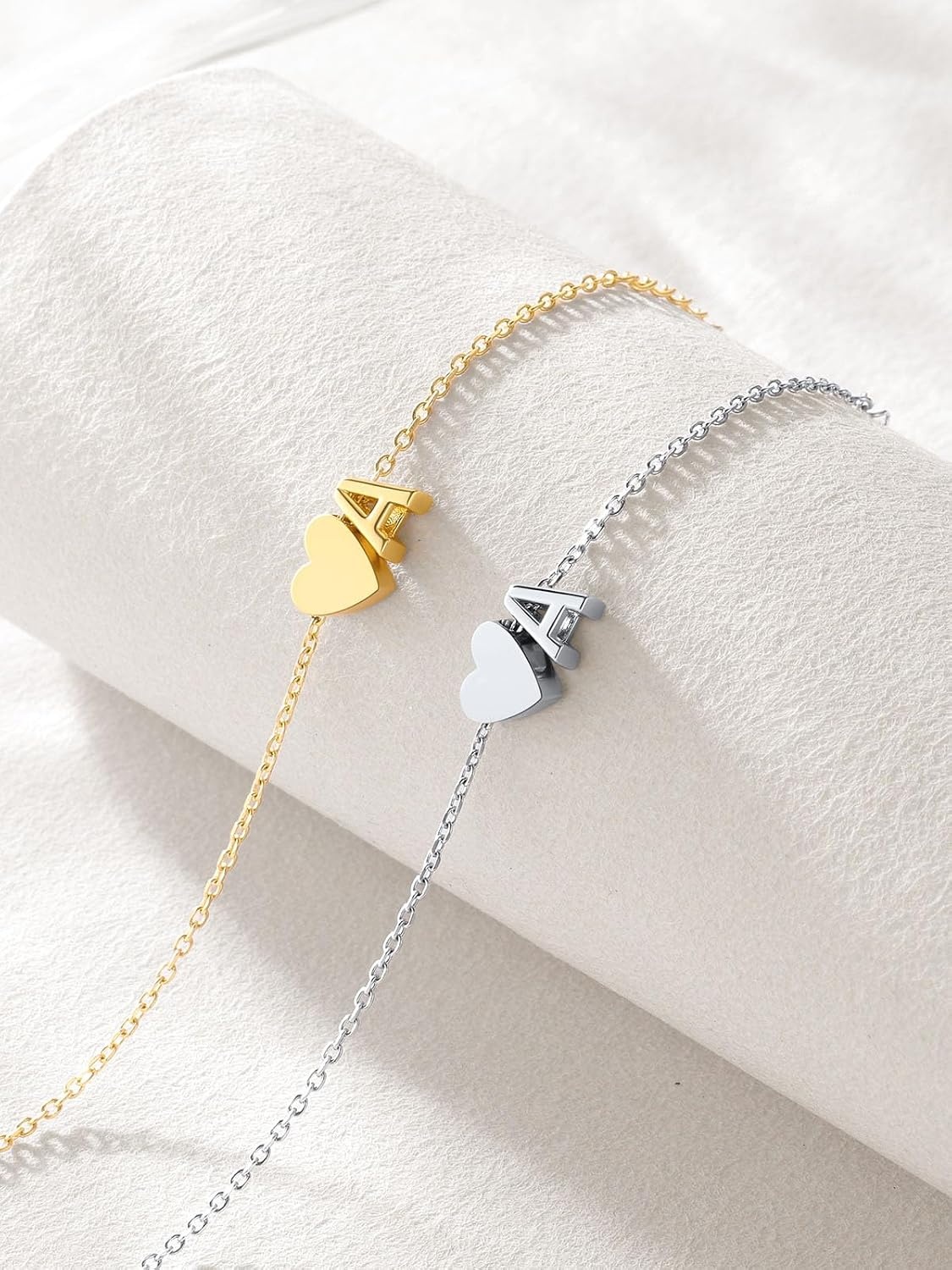 image:imageU7 Initial Heart Bracelet for Women Personalized Letter Chain BraceletsSilverInitial with Heart
