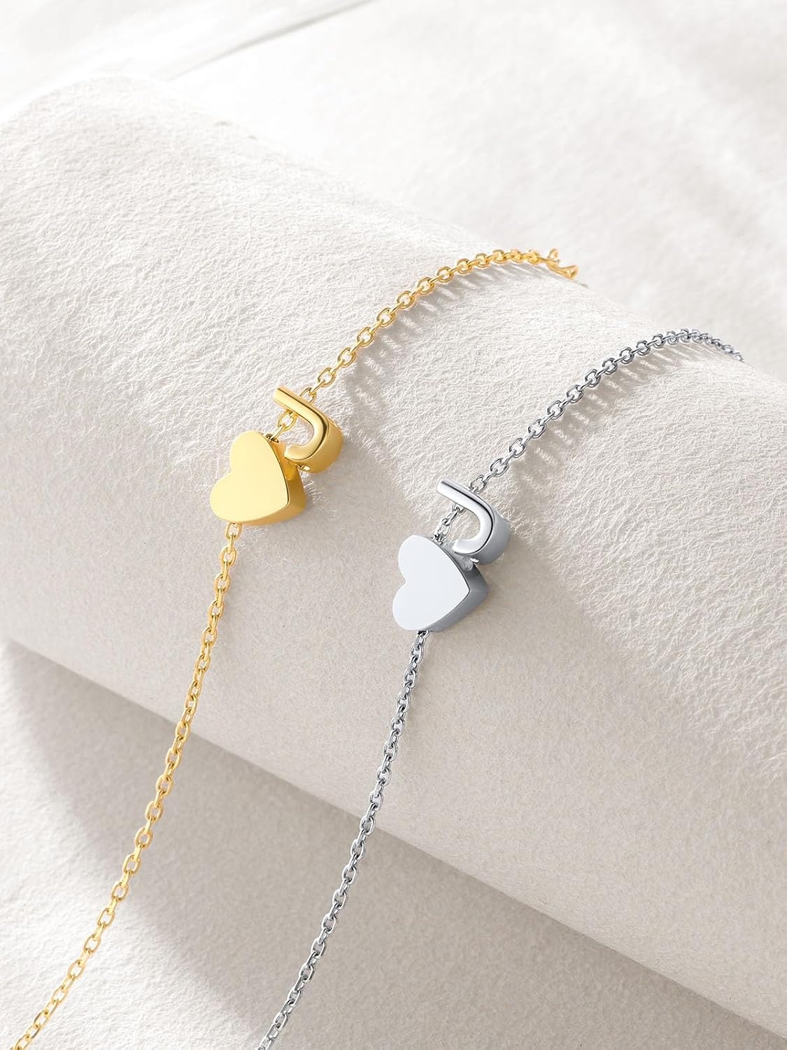 image:imageU7 Initial Heart Bracelet for Women Personalized Letter Chain BraceletsSilverInitial with Heart