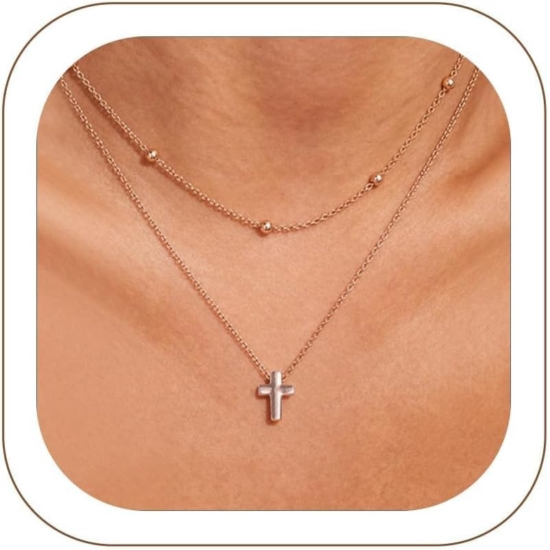 image:imageU7 CZ Cross Necklace for Women1820Rose Gold