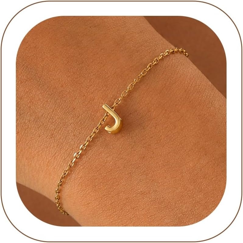 image:imageU7 Initial Heart Bracelet for Women Personalized Letter Chain BraceletsGoldInitial