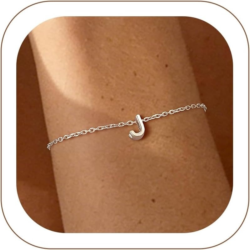 image:imageU7 Initial Heart Bracelet for Women Personalized Letter Chain BraceletsSilverInitial