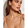 U7 Cross Necklace for Women 18″-20″(6.Large Cross-14K Gold Plated)