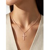 U7 Cross Necklace for Women 18″-20″(9.Large Cross-Rose Gold)