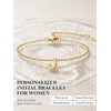 U7 Initial Heart Bracelet for Women, Personalized Letter Chain Bracelets(Gold-Initial)