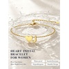 U7 Initial Heart Bracelet for Women, Personalized Letter Chain Bracelets(Gold-Initial with Heart)