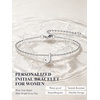 U7 Initial Heart Bracelet for Women, Personalized Letter Chain Bracelets(Silver-Initial)