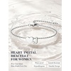 U7 Initial Heart Bracelet for Women, Personalized Letter Chain Bracelets(Silver-Initial with Heart)