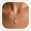 U7 Cross Necklace for Women 18″-20″(4.Small Cross-14K Gold Plated)