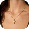 U7 Cross Necklace for Women 18″-20″(5.Medium Cross-14K Gold Plated)