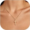 U7 Cross Necklace for Women 18″-20″(6.Large Cross-14K Gold Plated)