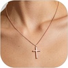 U7 Cross Necklace for Women 18″-20″(8.Medium Cross-Rose Gold Plated)