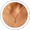 U7 Cross Necklace for Women,CZ Cross Pendant Necklace 18″+2″(Gold)