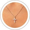 U7 Cross Necklace for Women,CZ Cross Pendant Necklace 18″+2″(Rose Gold)