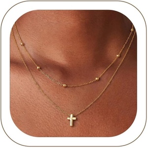 U7 CZ Cross Necklace for Women,18″-20″(Gold)