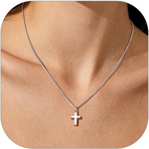 U7 Cross Necklace for Women 18″-20″(1.Small Cross-Stainless Steel)