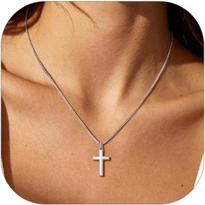 U7 Cross Necklace for Women 18″-20″(2.Medium Cross-Stainless Steel)
