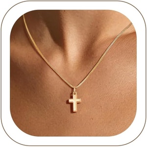 U7 Cross Necklace for Women 18″-20″(4.Small Cross-14K Gold Plated)