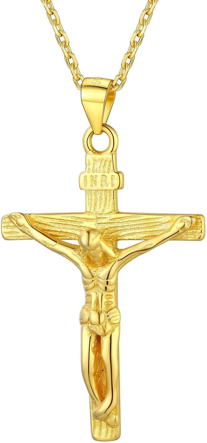 image:imageU7 Crucifix Cross Necklace for Menwith 1826 Chain01Gold