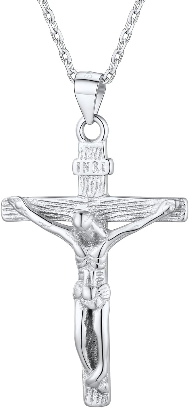 image:imageU7 Crucifix Cross Necklace for Menwith 1826 Chain02Silver