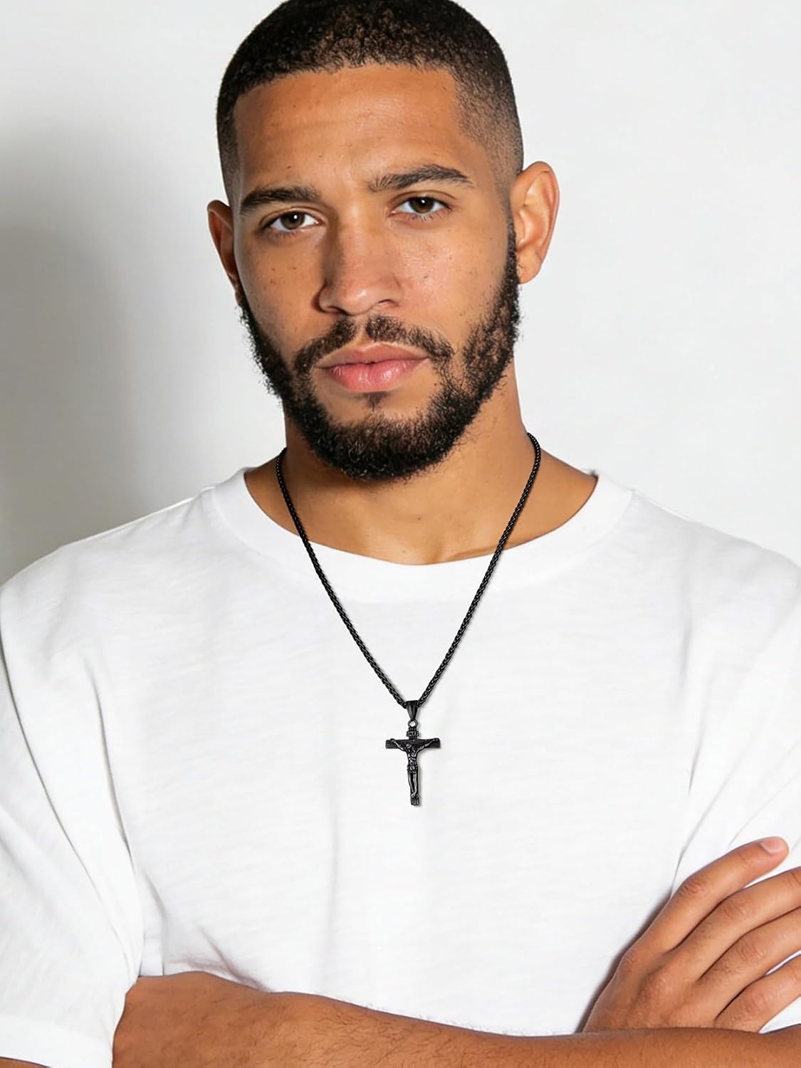image:imageU7 Crucifix Cross Necklace for Menwith 1826 Chain03Black