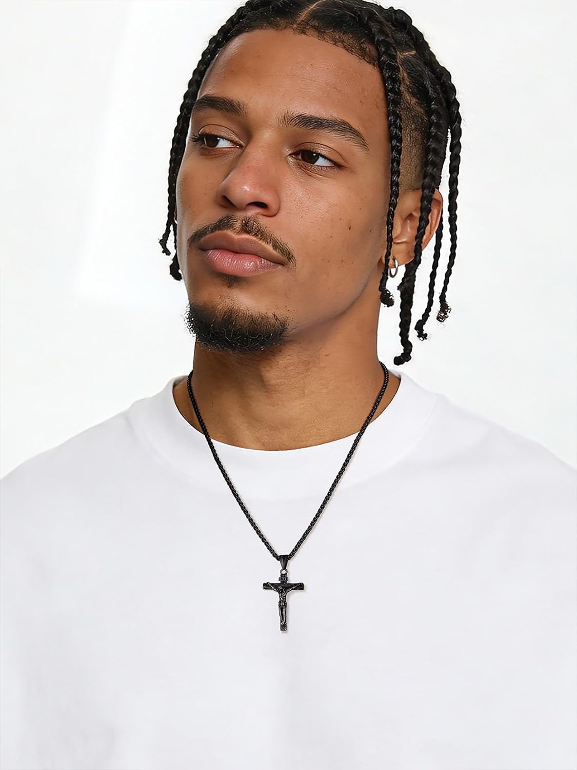 image:imageU7 Crucifix Cross Necklace for Menwith 1826 Chain03Black