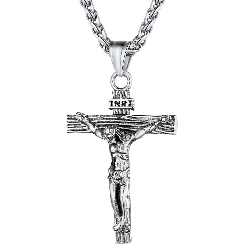 image:imageU7 Crucifix Cross Necklace for Menwith 1826 Chain02Silver