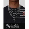 U7 Crucifix Cross Necklace for Men,with 18″-26″ Chain(02.Silver)
