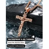 U7 Crucifix Cross Necklace for Men,with 18″-26″ Chain(04.Rose Gold)